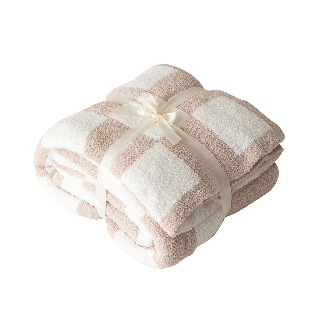 Ultra Soft Cozy Buffalo Checkerboard Grid Fluffy Microfiber Knitted Throw Blanket Lightweight Fleece Checkered