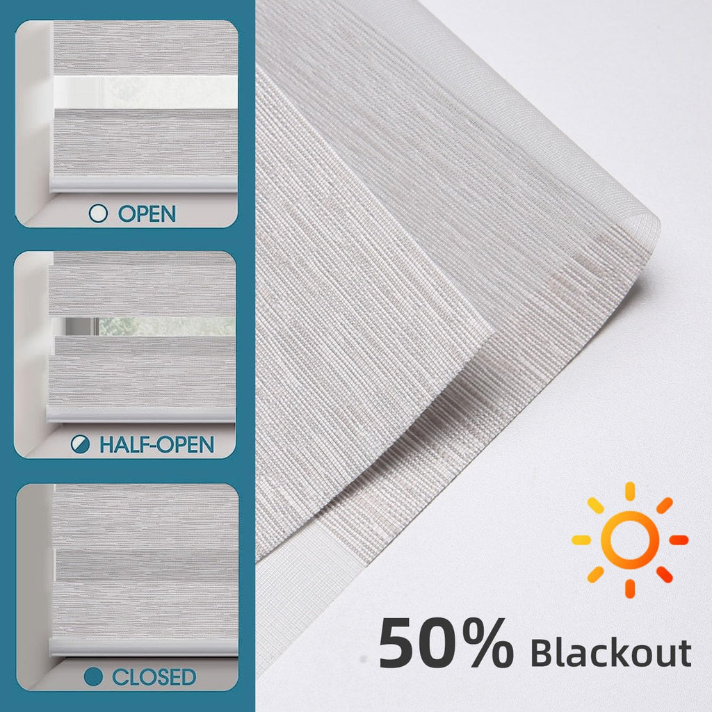 Customized Motorized Zebra Blinds, 60% Blackout Light-Grey