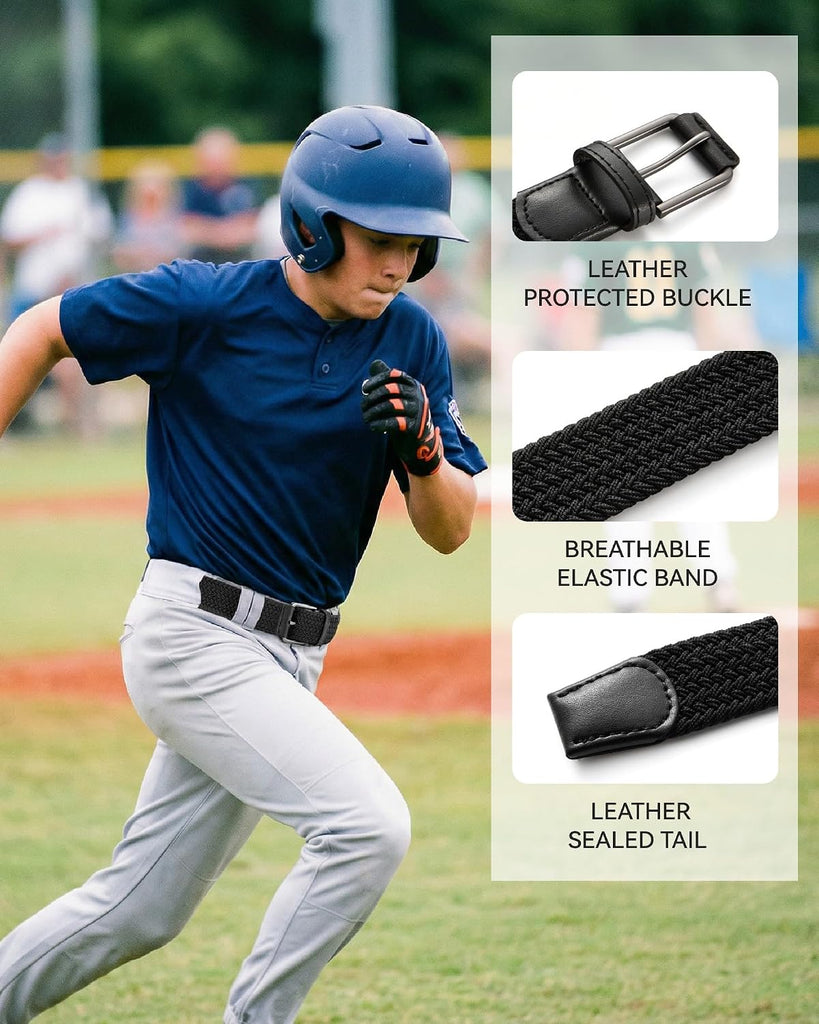 1.25" Boys Elastic Woven Belt Adjustable Kids Braided Belt