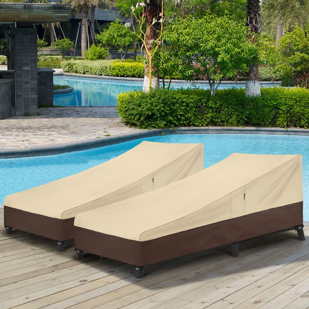 Waterproof Outside Lounge Chair Covers 2 Pack, Heavy Duty Patio Chaise Lounge Covers for Outdoor Furniture, Protect