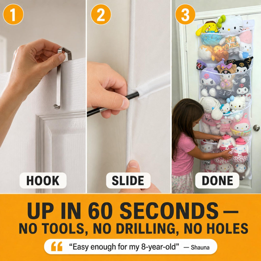 The Original Stuffed Animal Storage (Patented) - Over Door Organizer for Stuffies, Baby Ideas Holder, Toy Plush