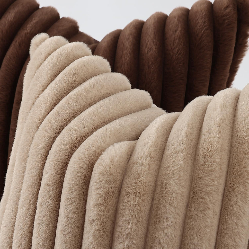 Fall Faux Fur Throw Pillow Covers 12x20 Set of 2 Dark Brown