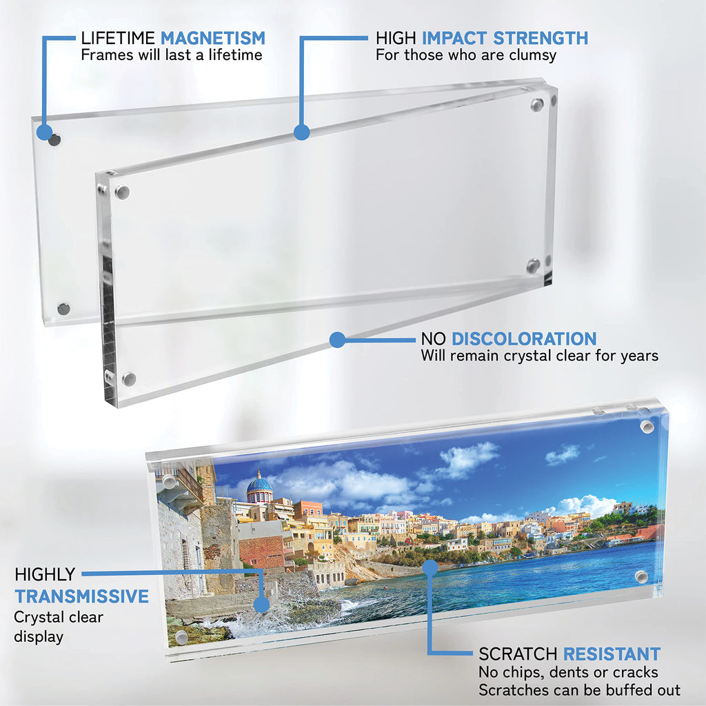 DuraClear 4x10 Acrylic Frame - Frameless Panoramic Photo & License Display - Sleek, Modern Design for Elegant Decor
