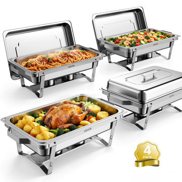 4 Packs Chafing Dishes for Buffet Set, 9QT Stainless Steel Chafer