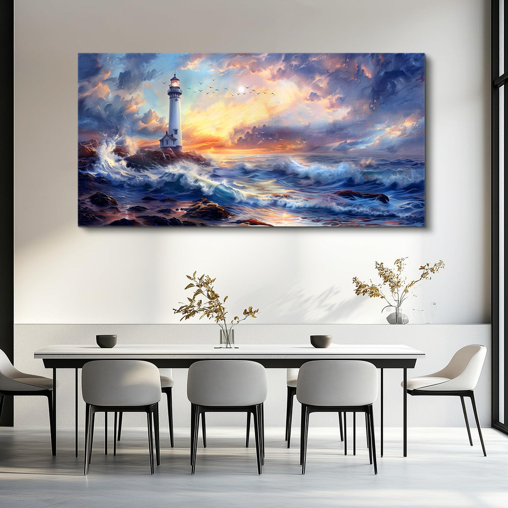 Seaside Lighthouse Scenery painting Canvas Wall Art 20"X40"