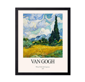 Vintage Van Gogh Poster - Retro Impressionist Print - Wheat Field With Cypresses, Trees, Sky, Landscape - Gift for