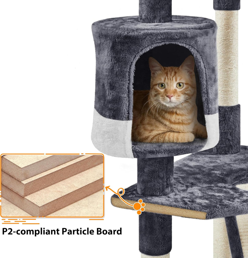 79in Multi-Level Tall Cat Tree for Multiple Cats with sisal Posts