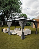 GarveeLife Hardtop Gazebo 12 ft x20 ft for All Weather, Double Polycarbonate Sheets Roof, Aluminum Alloy Frame, Net