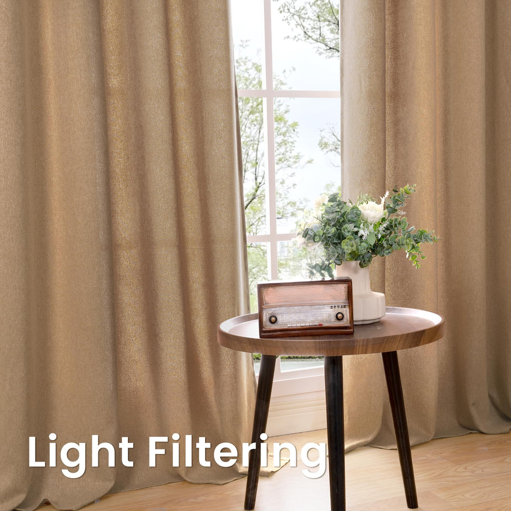 Burlap Tan Linen Curtains 84 Inch Length 2 Panels