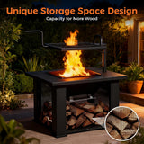 Fire Pit with BBQ, Outdoor Fire Pit for Wood Burning, Patio Firepits for Outside with Grill