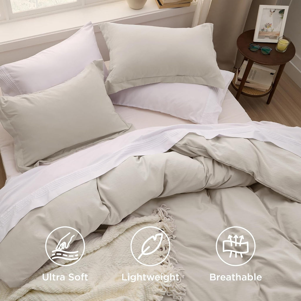 Duvet Cover Queen - 3 Pieces Prewashed Extra Soft Bedding Set, Includes 1 Duvet Cover 90x90 Inches with Zipper