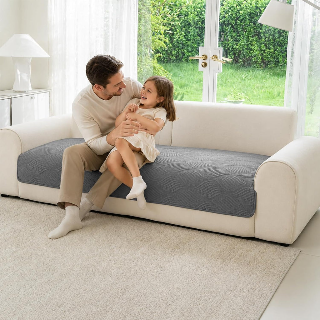 100% Cotton Quilted Couch Cover, Washable Sofa Cover Sofa Protector for Pets Kids, Soft Breathable Anti-Slip Sofa