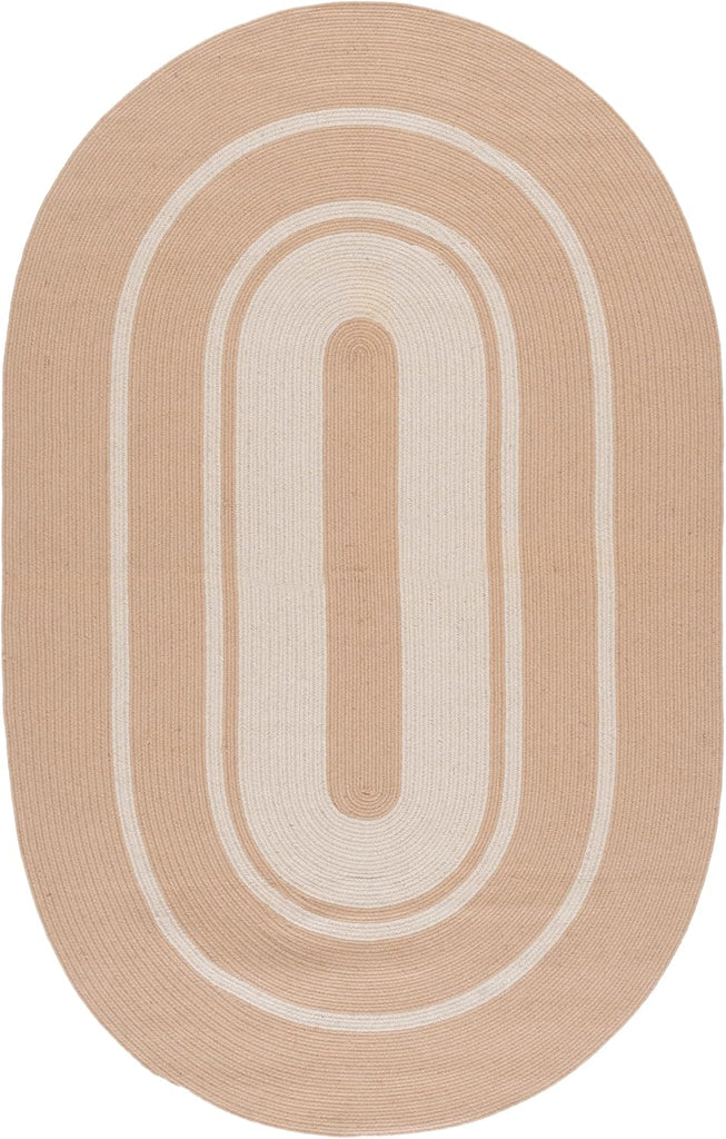 Braided Oval Rug 4x6, Jute Textured Brown & Ivory BRA801A