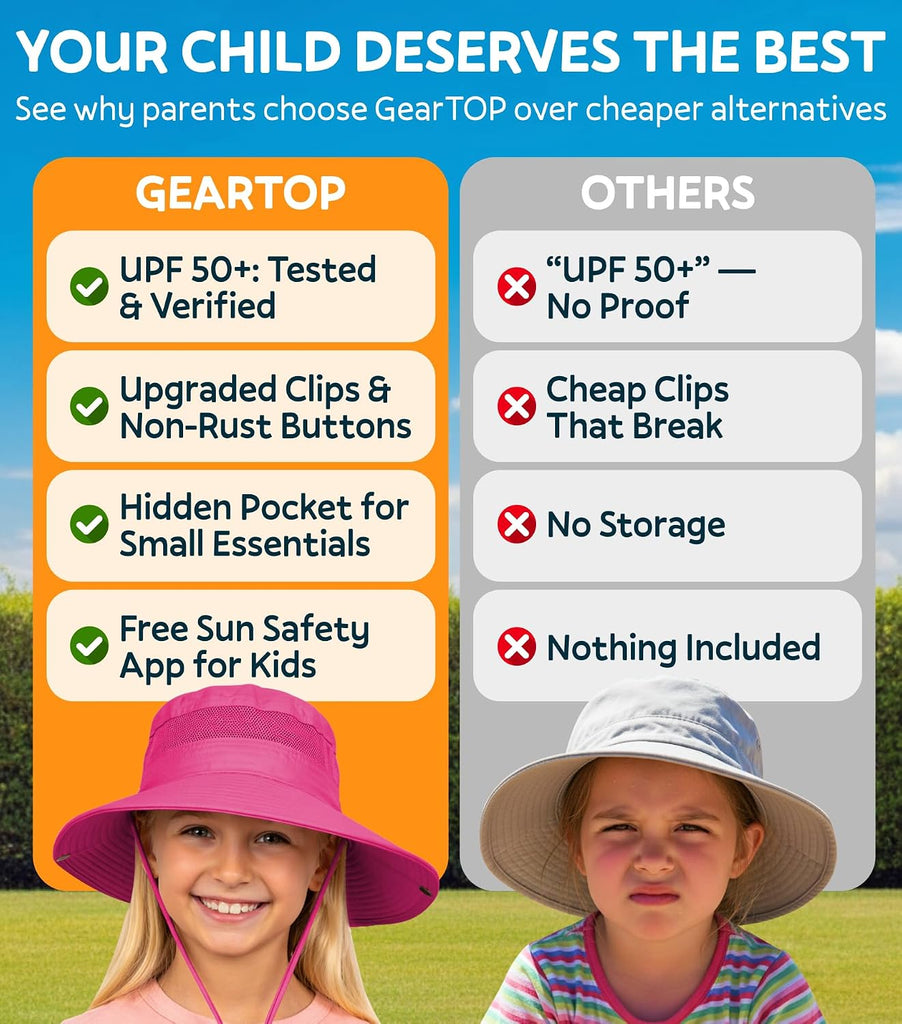 Kids Sun Hat UPF 50+ Sun Hats for Kids Girls Boys Wide Brim Beach