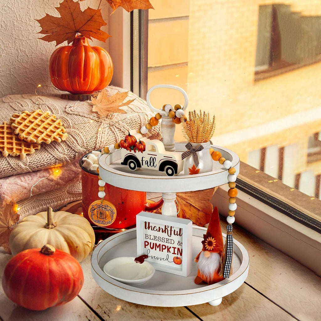 Fall Decorations Fall Thanksgiving Tiered Tray Decor Set - Set of 6