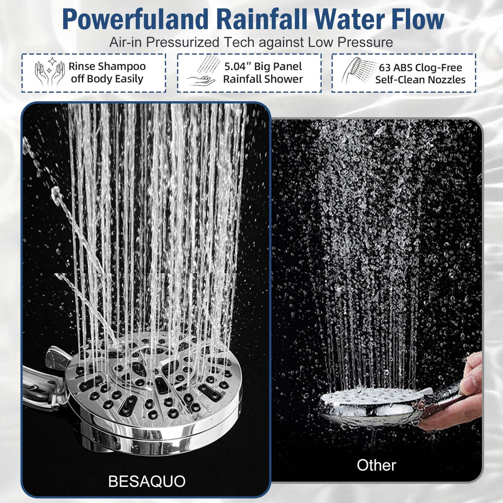 9 Settings High Pressure Magnetic Shower Head with Handheld