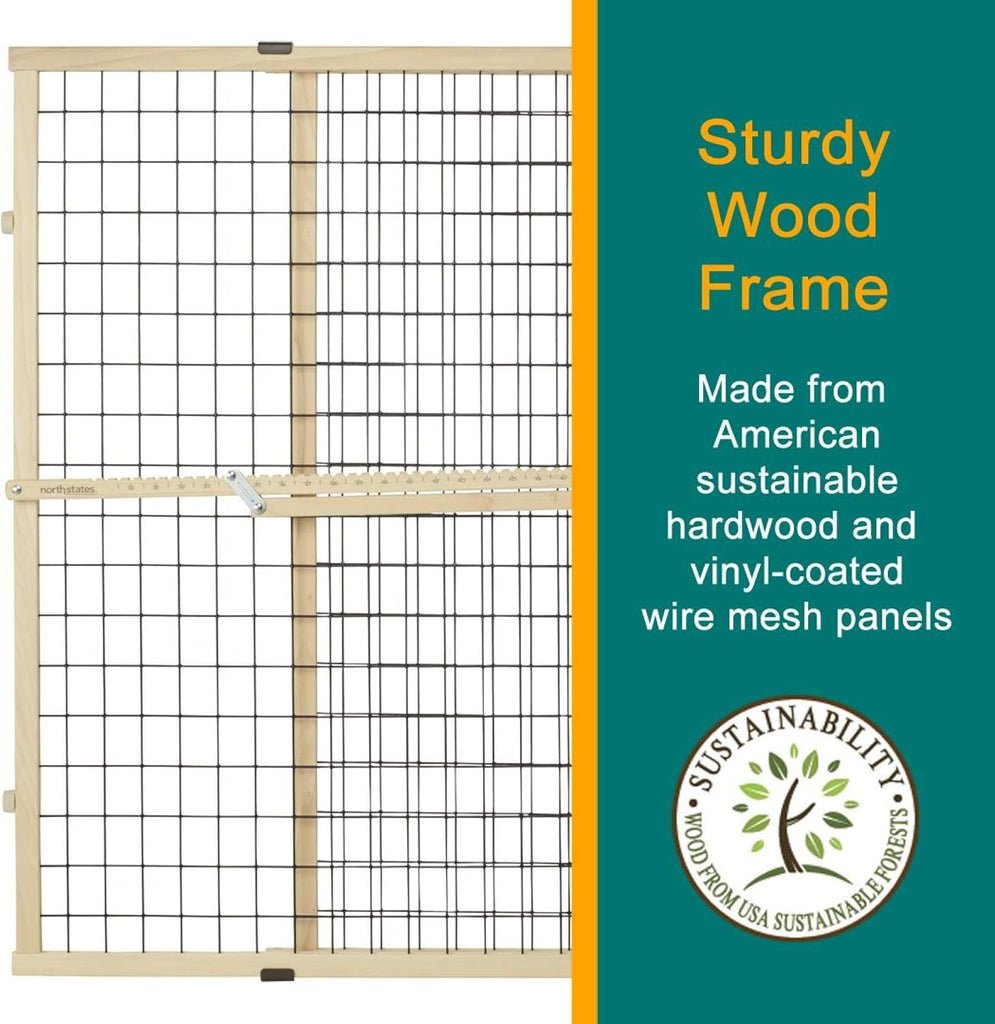 Wire Mesh Dog Gate: 29.5"-40" Wide, Pressure Mounted with No Tools; Expandable, Durable Pet Gates for Doors