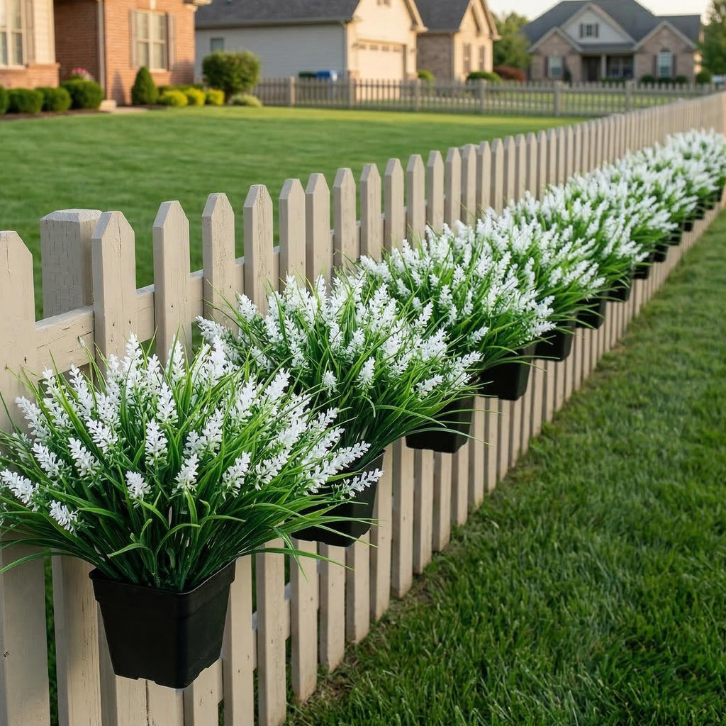 22 Pcs Artificial Outdoor Flowers Fake Outdoor Plants Monkey Grass with Red Flowers for Pot Decor for Window Garden
