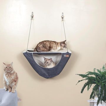 Wall Mount Cat Shelf & Hammock for Large Cats, Kitten & Adults, Feline Wall Tree Furniture Activity Center Playground