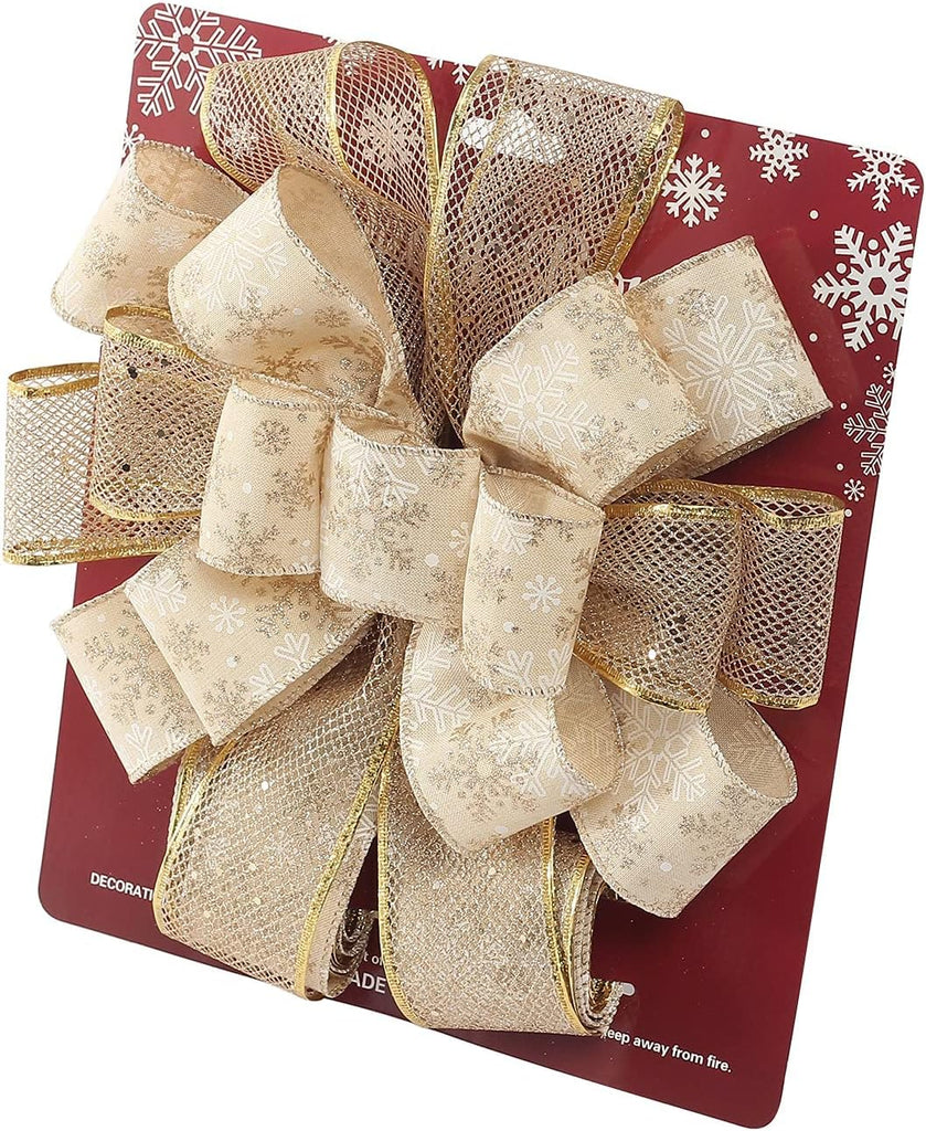 Gold Christmas Tree Topper Bow Decorations