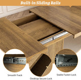 62.99"-78.74" Expandable Dining Table with Storage, Extendable Dining Table for 6-10 People, Extra Hidden Storage for