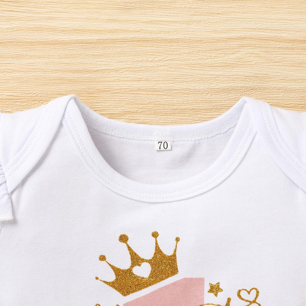 Baby Girl Birthday Cake Smash Outfit Toddler Girl My 1st Birthday Romper Tutu Skirt with Headband Clothes Set