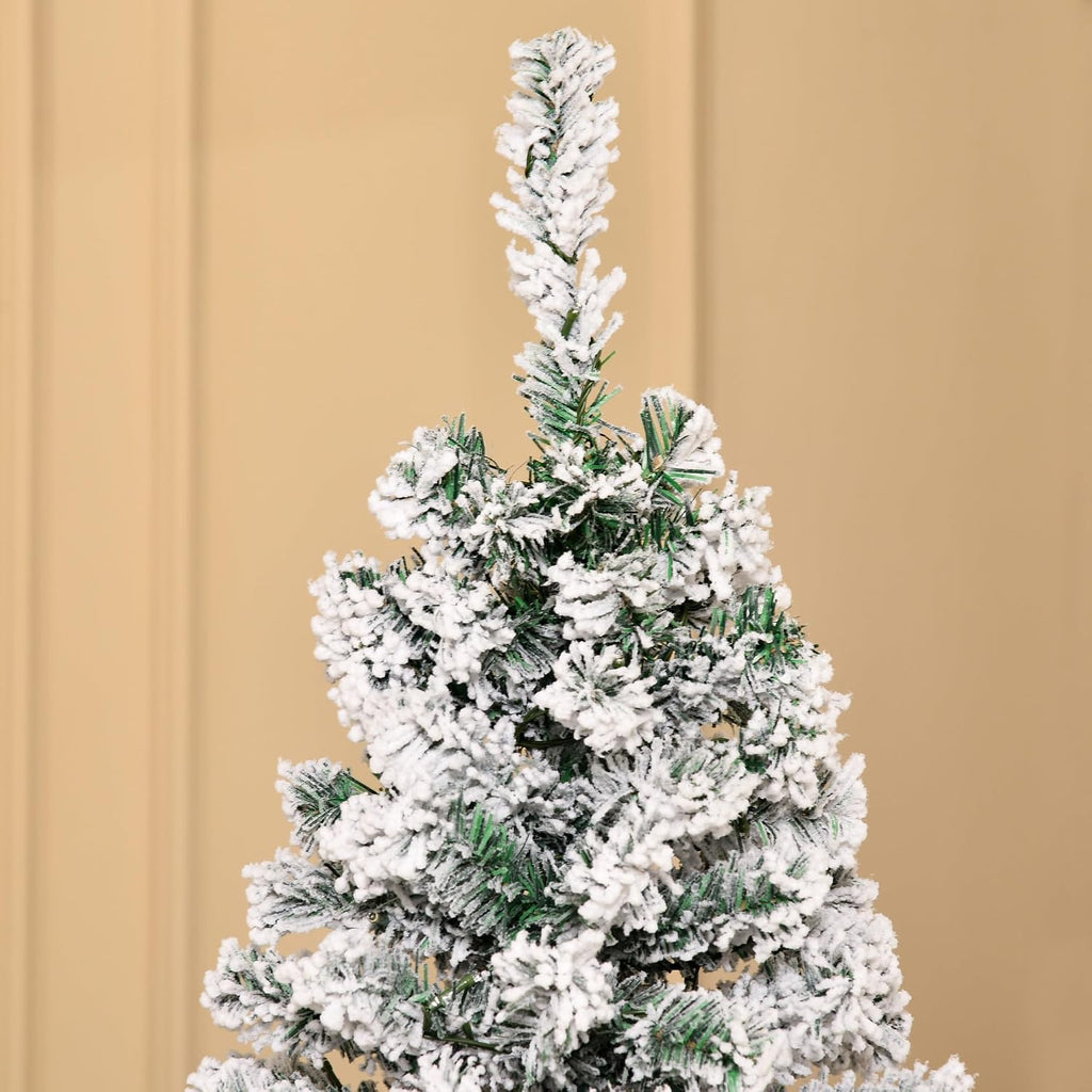 Pre-Lit Snow Flocked Christmas Tree with 250 LED Lights, Easy Assembly