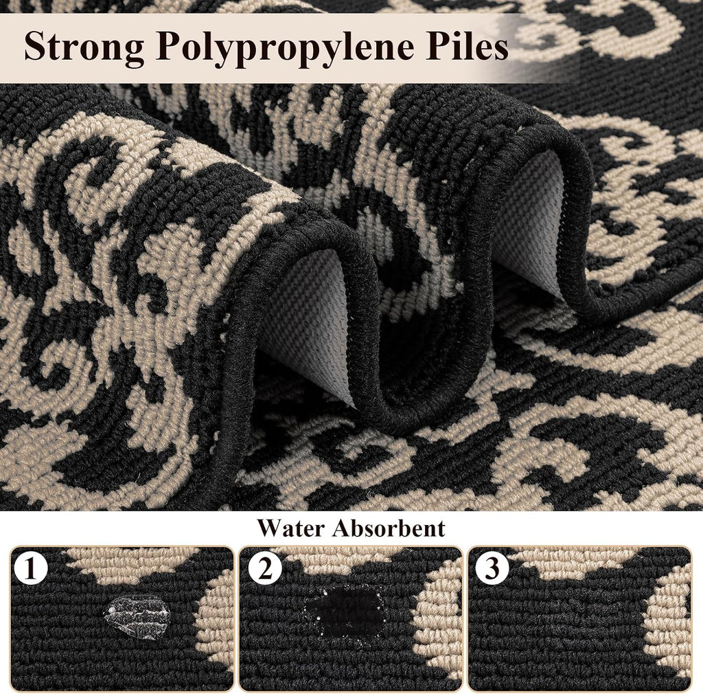 3-Piece Kitchen Rug Set Damask Medallion Floor Mats