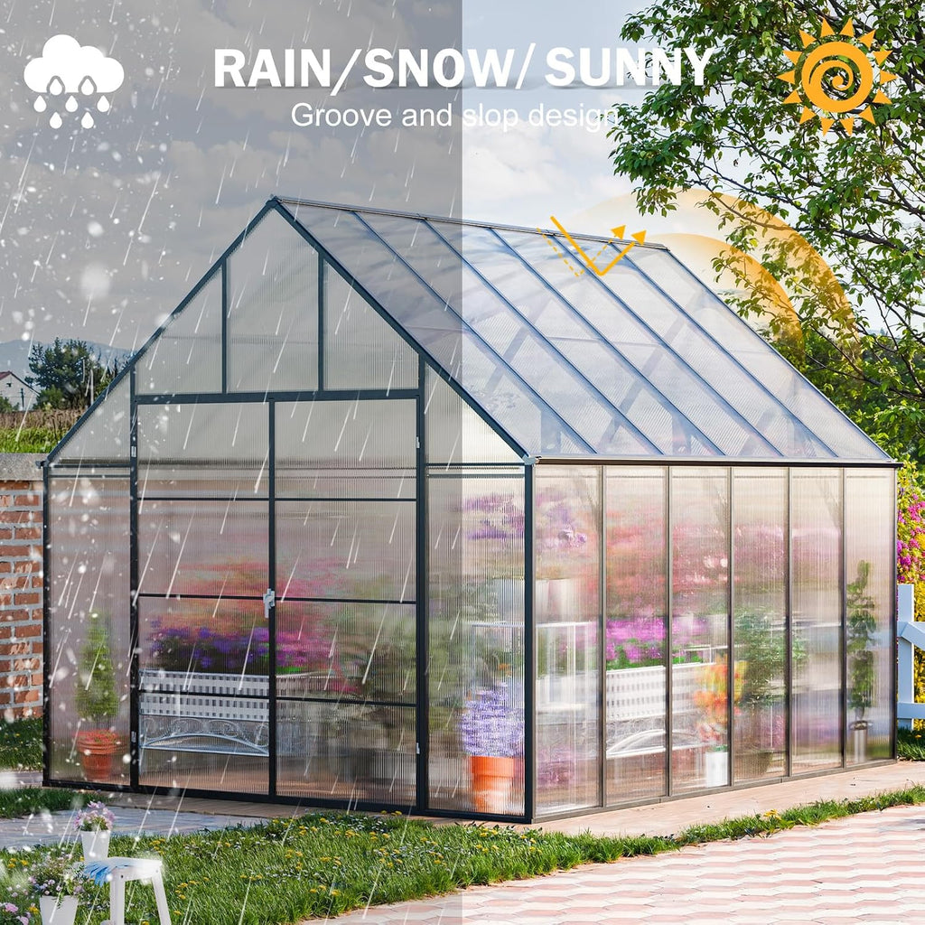 12x10x10 FT Extra Large Greenhouse for Outdoors, Heavy Duty | Easy Assembly, Reinforced Aluminum, Hybrid