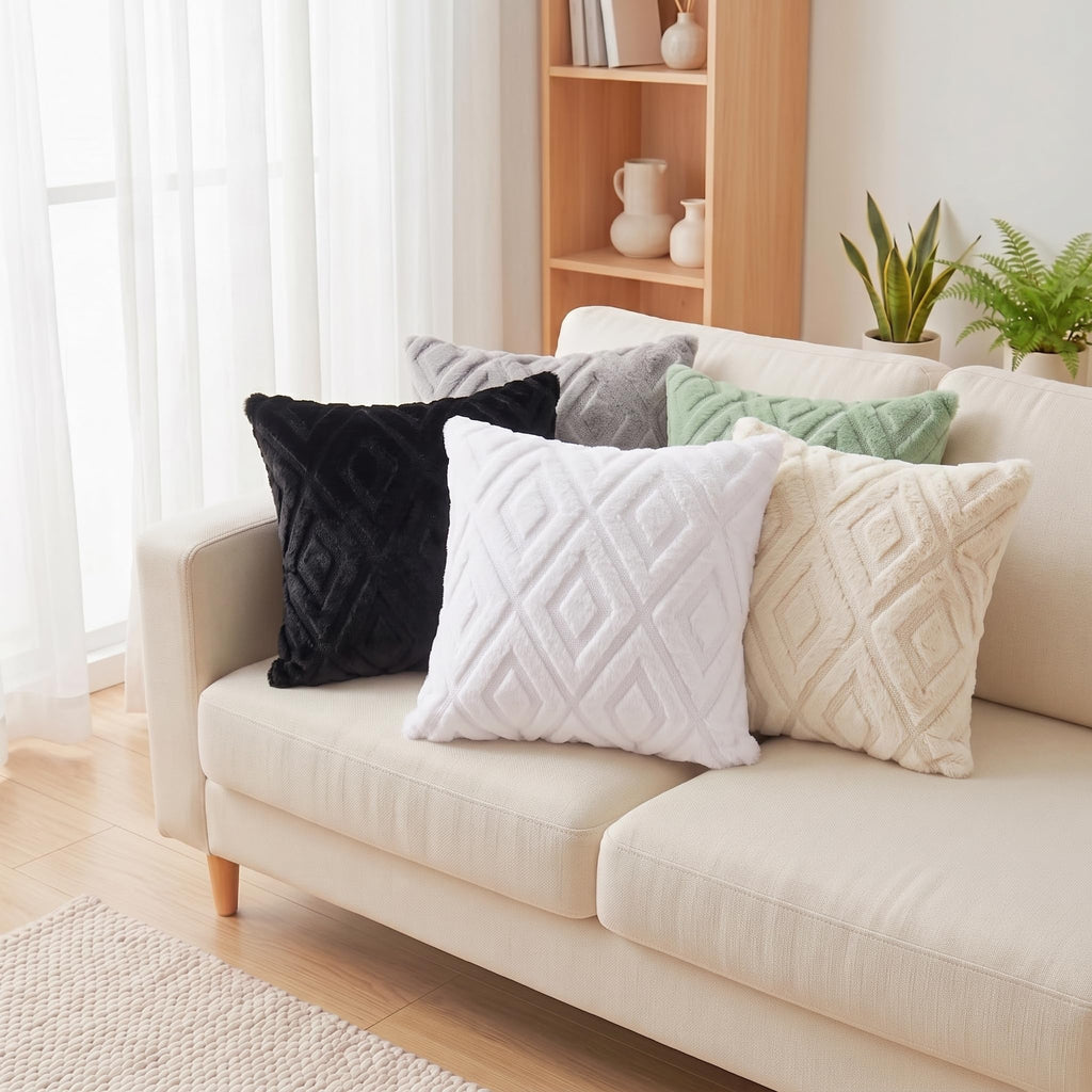 Fall Faux Fur Pure White Throw Pillow Covers 12x20 Set of 2