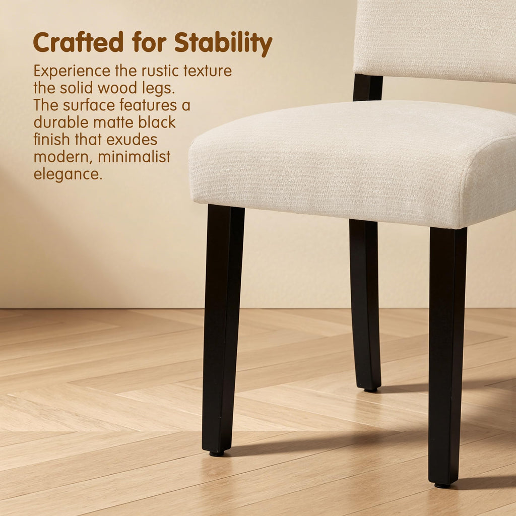 Set of 4, Upholstered Dining Room Chairs, Modern Farmhouse Parsons Chairs with Solid Wood Legs & Fabric Padded Seat