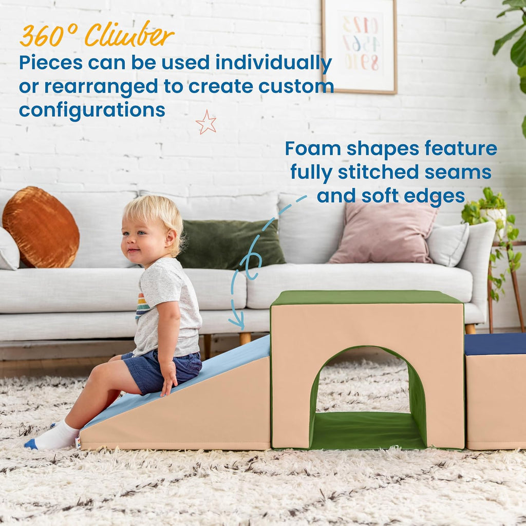 SoftZone Lincoln Tunnel Climber, Toddler Playset, Earthtone, Piece