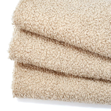 Oatmeal Curly Teddy Fleece Sherpa Faux Fur Fabric, 1 Yard