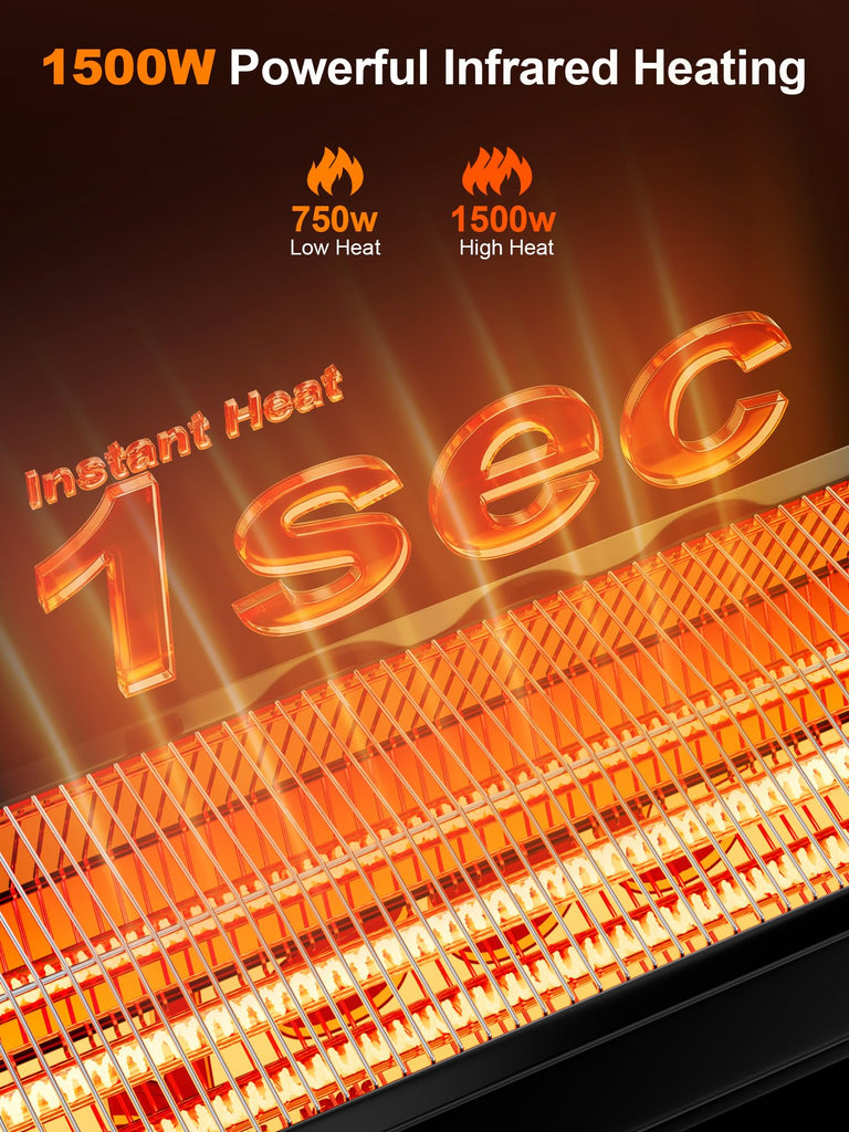 37" Outdoor Heaters , Electric Patio Heater with Remote, 12H Timer, IPX5 Waterproof, Tip-Over & Overheat Protection