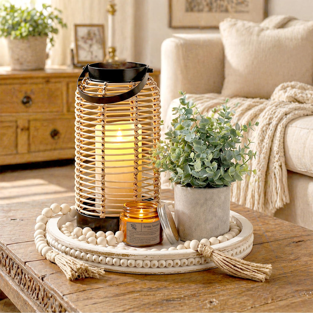 6 Pcs Farmhouse Lantern Decor Set Candle Lanterns Rustic Bobo