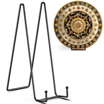 14 Inch Heavy Duty Plate Stand (2 Pack) - Metal Display Easel for Large Plates, Platters, Picture Frames, Signs, and