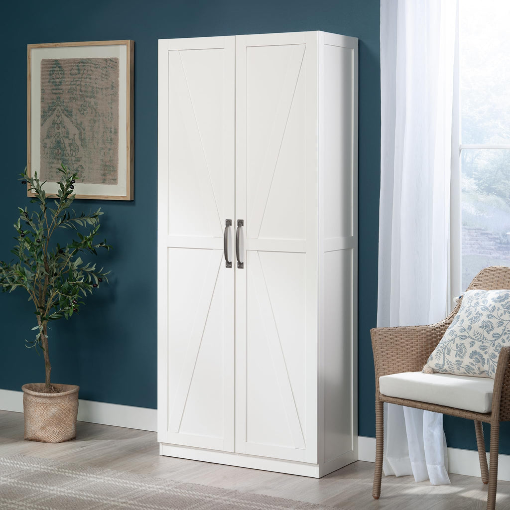 HomePlus Farmhouse Multipurpose Storage Cabinet Tall Pantry with Adjustable Shelves, in White Finish