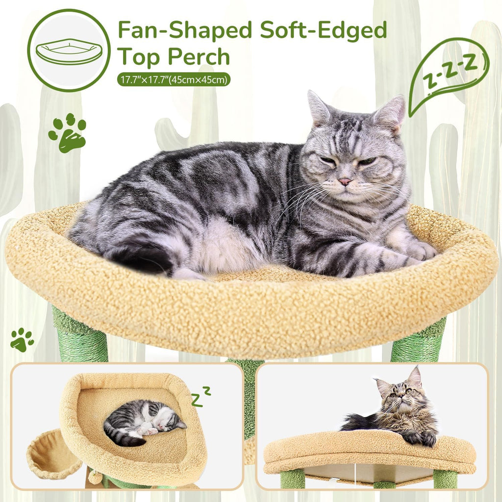 Cactus Corner Cat Tree Tower with Scratching Post, Green