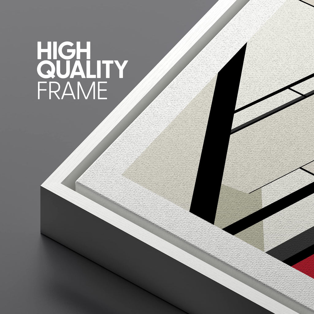 Framed Canvas Print Wall Art Bauhaus Geometric Staircase Collage Abstract Shape Illustrations Modern Decorative