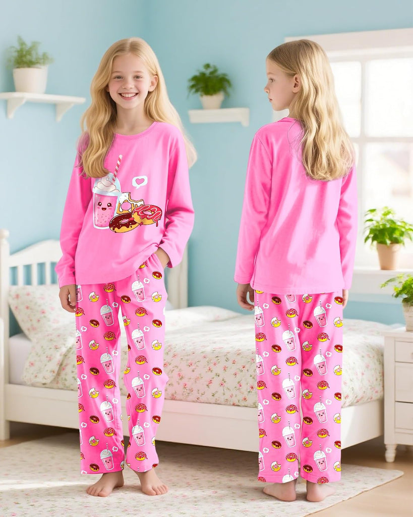 Girls Pajamas Long Sleeve Pants 2PCS Pajama Sets Pjs Sleepwear Lounge for Tween Teen Kids
