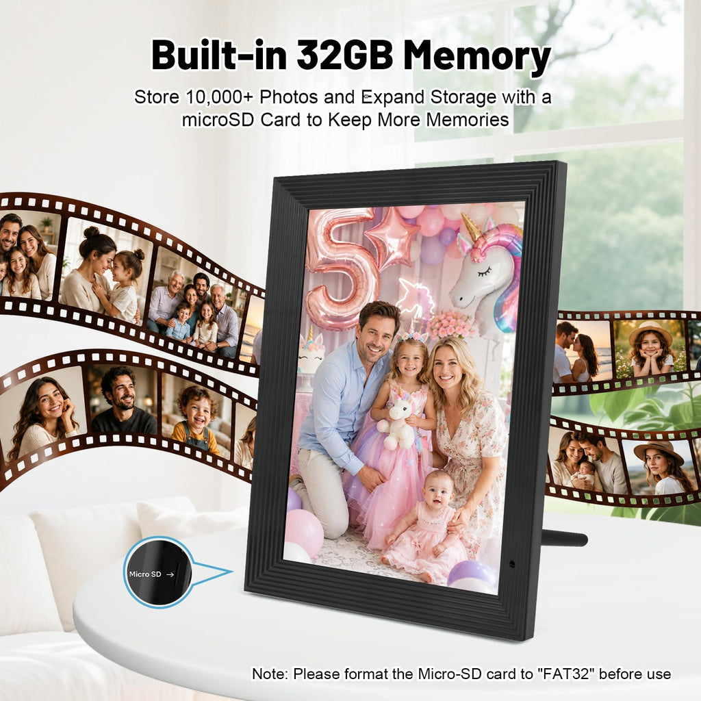 Digital Picture Frame, 10.1 Inch Touch Screen Smart Photo Frame