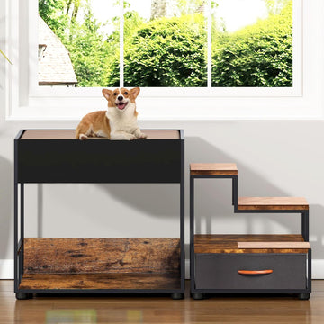 Pet Step Window Perch, Bunk Beds Window Perch for Dogs Bedside Lounge Elevated Dog Bed Multi-Level Platform