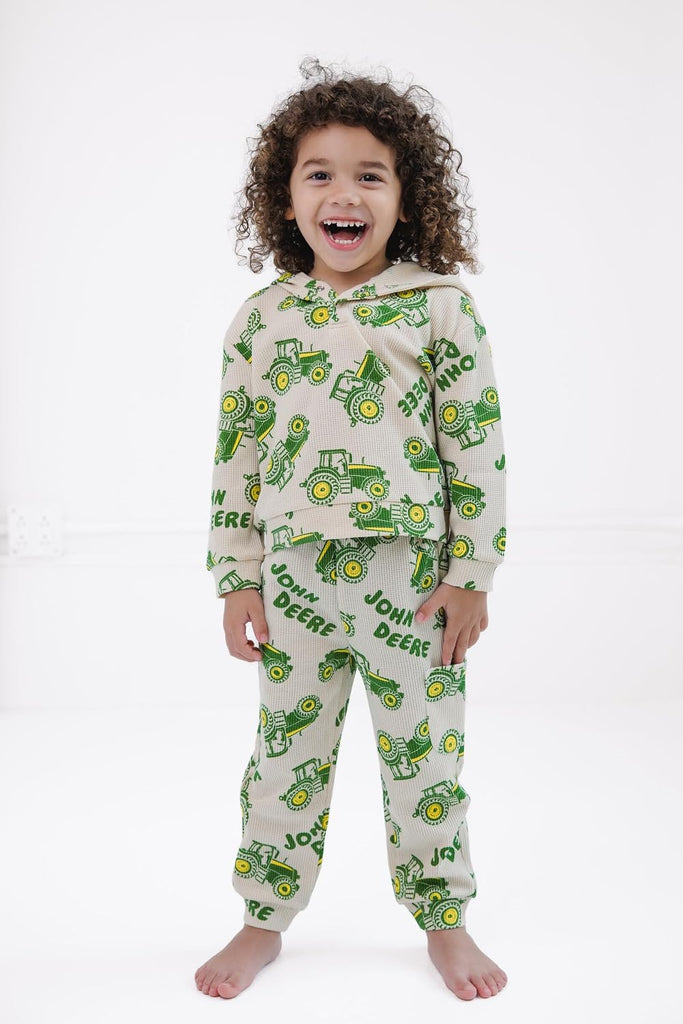 Tractor Waffle Knit Henley Hoodie and Jogger Pants Outfit Set to Little Kid Months - 5)