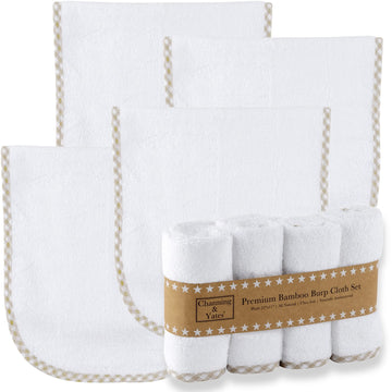 Premium Boutique Organic Burp Cloths (4-Pack) Large Face Washcloths - Baby Burp Cloths for Eczema - Thick 22 x 11in
