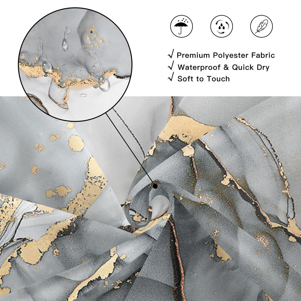Small Stall Shower Curtain 36 x 72 Inch, Half Narrow Abstract Marble Decor