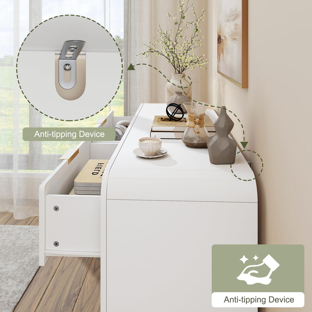 55" W Fluted 8-Drawer, Pure White
