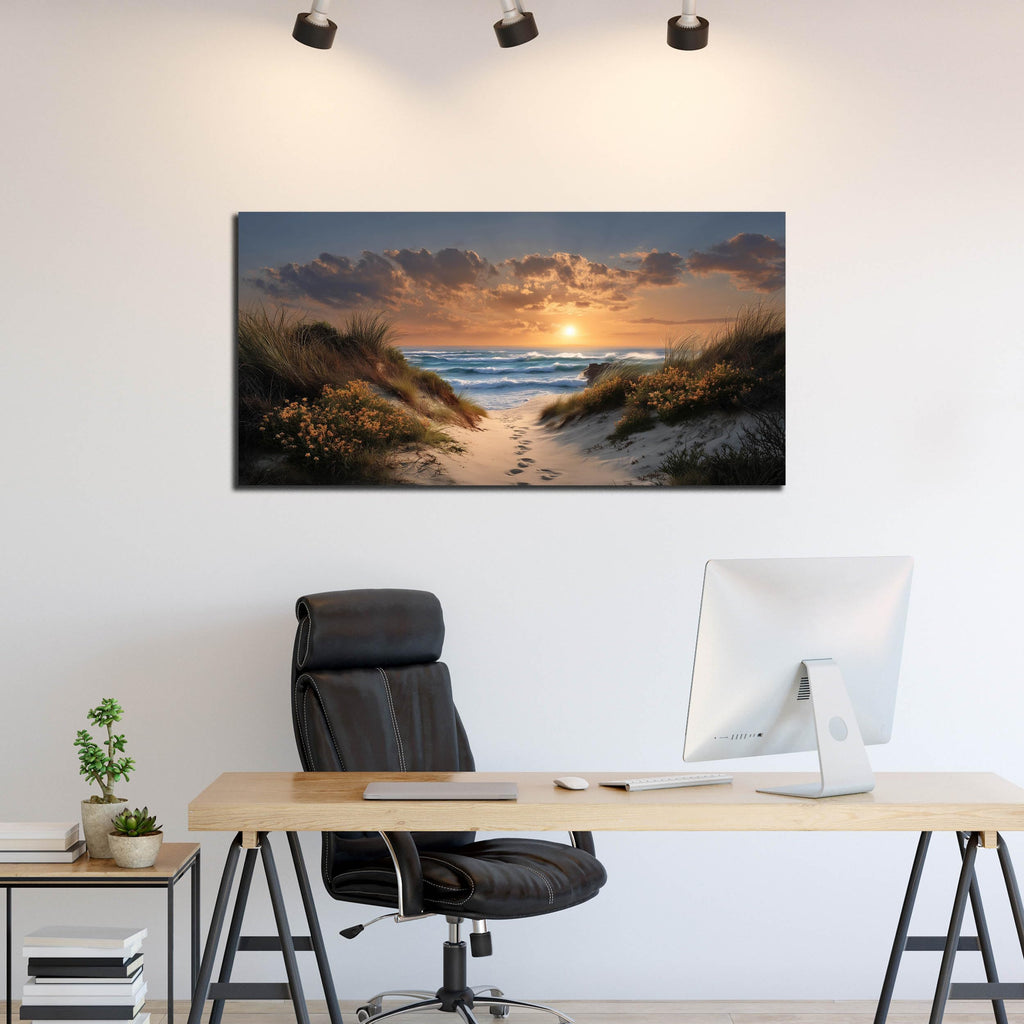 Sunset Canvas Wall Art Brown Picture