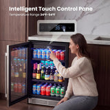 Beverage Refrigerator & Drink Fridge - 24 inch 180 Cans Beer Cooler Glass Door, 