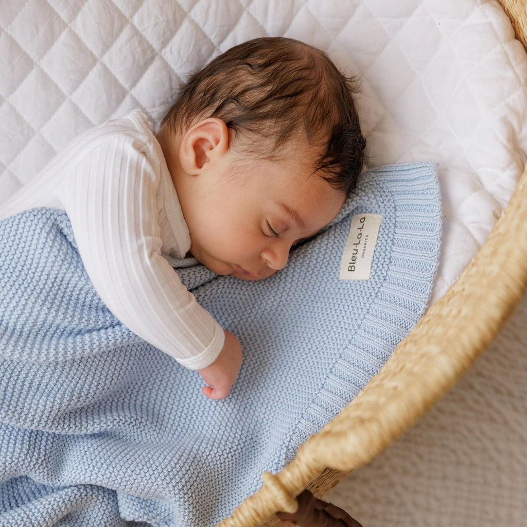 100% Organic Cotton Heritage Knit Textured Baby Quilt Blanket for Boys - Signature Heritage Knit, Soft Breathable