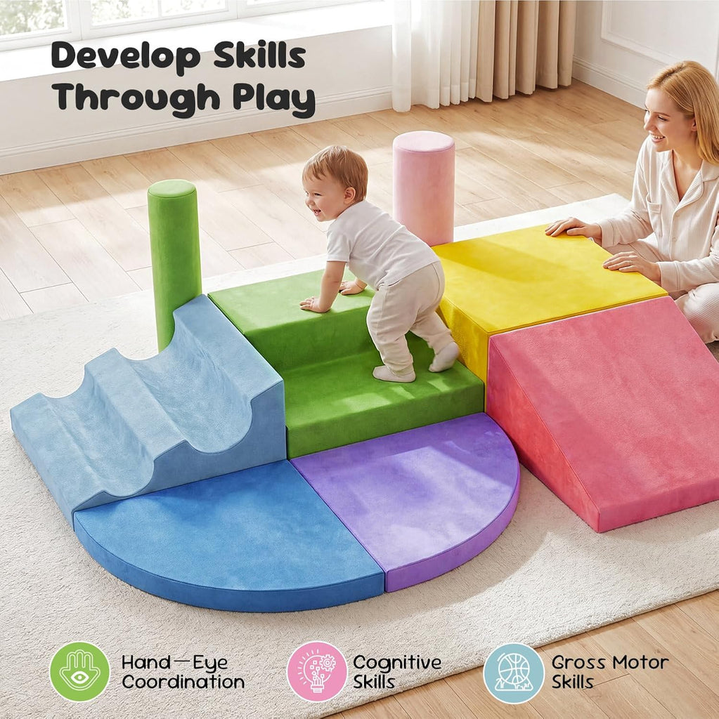Piece Soft Foam Climbing Blocks Soft Play Set for Toddlers 1-3